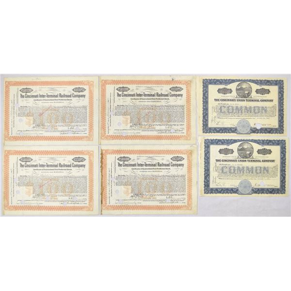 OH. Cincinnati Inter-Terminal Railroad and Cincinnati Union Terminal, 1908 to 1929, I/C Stock Certif