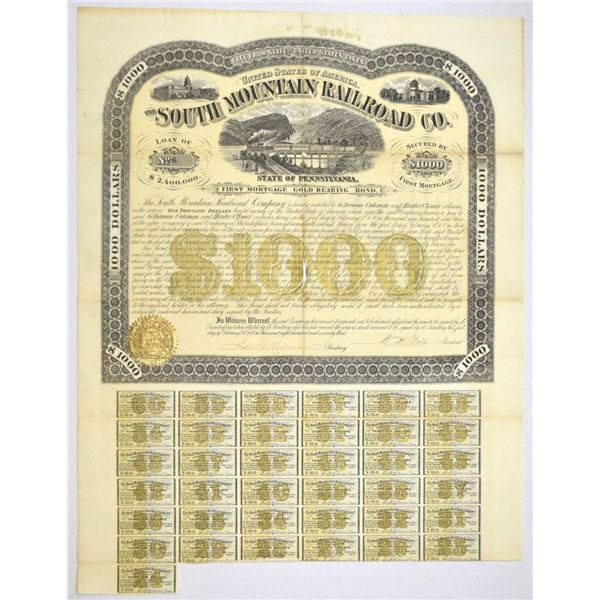 PA. South Mountain Railroad Co., 1873, I/U Coupon Bond.