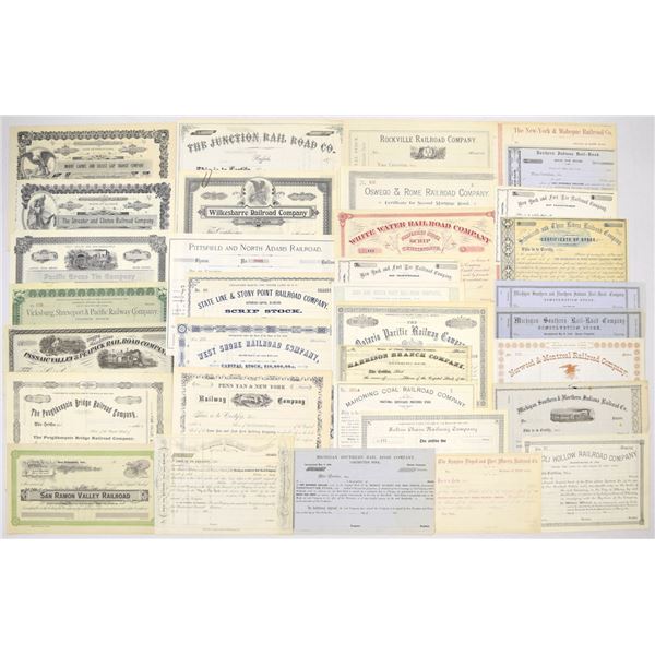 Unissued and Remainder Assortment of Railroad Related Stock Certificates, X-X