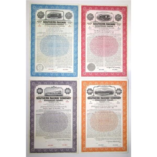 VA. Southern Railway Equipment Trust, 1938 to 1941, Specimen Coupon Bond Quartet