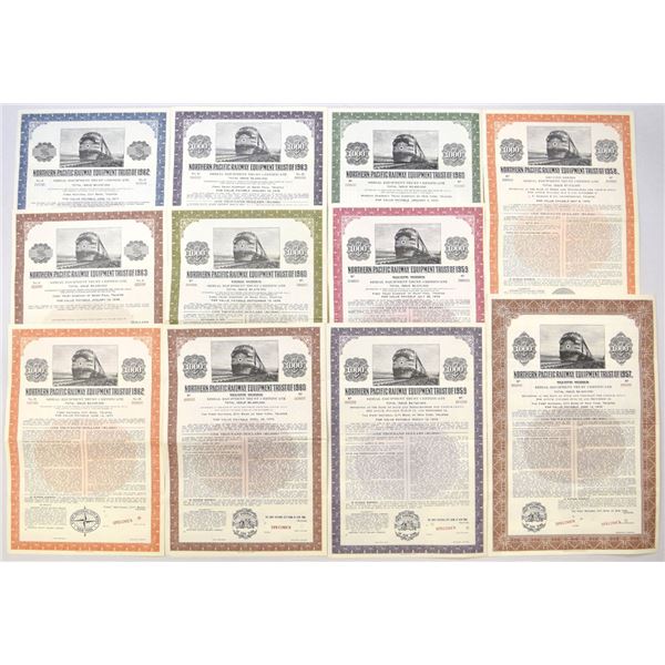 WI. Northern Pacific Railway Equipment Trust Certificates, 1957 to 1963, Specimen Bond Collection