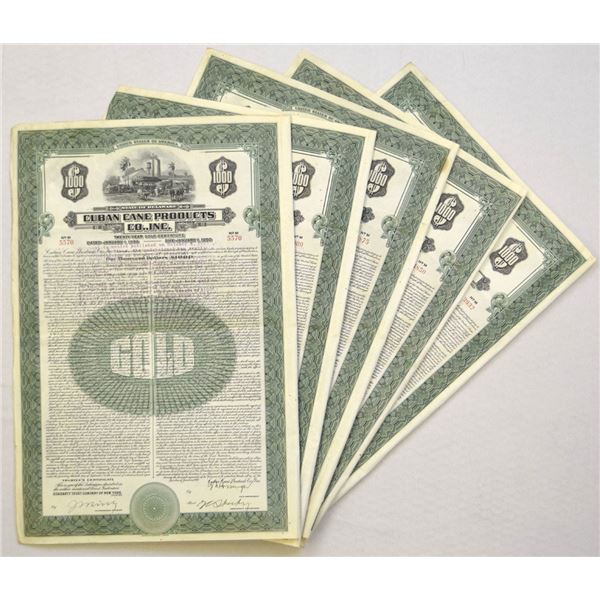 Cuba. Cuban Cane Products Co., Inc., 1930, I/U Bond Assortment.