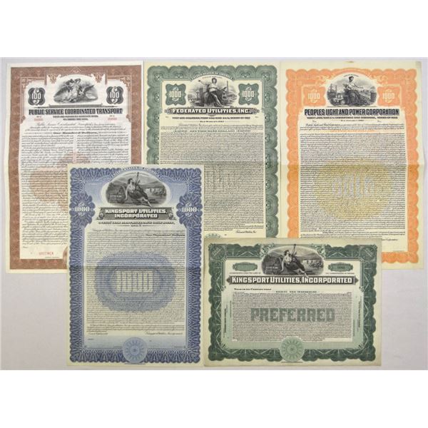 Public Utility & Transport Stock and Bond Collection, ND (1900s) to 1940.