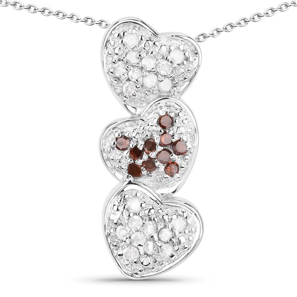 .45ctw Red & White Diamond Heart Necklace .925