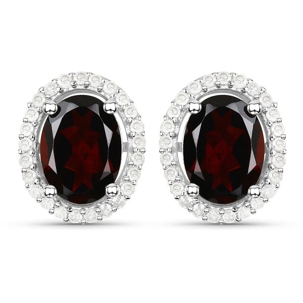 Glamorous Garnet and Lab-Diamond Halo Earrings