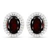 Image 1 : Glamorous Garnet and Lab-Diamond Halo Earrings
