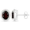 Image 2 : Glamorous Garnet and Lab-Diamond Halo Earrings
