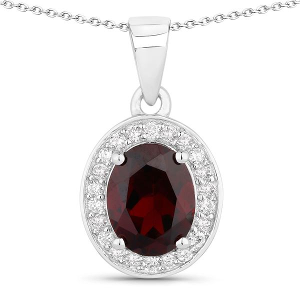 Mozambique Garnet and Lab-Grown Diamond Pendant