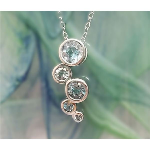 2.5CTW Sky Blue Topaz Cascade Bubble Necklace .925
