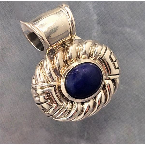 Bold Sterling Silver & Lapis Lazuli Slide Pendant