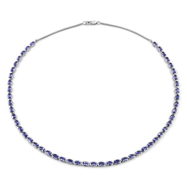 10.00ctw Oval-cut Tanzanite Eternity Necklace .925