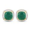 Image 1 : Cushion-Cut Emerald and Diamond Button Earrings