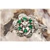 Image 3 : Emerald Cluster Ring with Diamond Swirl Halo