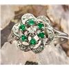 Image 4 : Emerald Cluster Ring with Diamond Swirl Halo