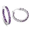 Image 2 : 4.80 CTW Amethyst Inside/Out Hoop Earrings .925