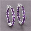 Image 3 : 4.80 CTW Amethyst Inside/Out Hoop Earrings .925