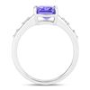 Image 3 : Elongated Genuine Tanzanite & Lab Diamond Ring .925