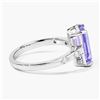 Image 4 : Elongated Genuine Tanzanite & Lab Diamond Ring .925