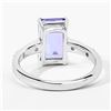 Image 5 : Elongated Genuine Tanzanite & Lab Diamond Ring .925