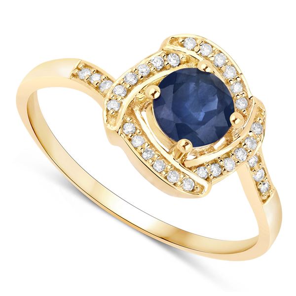 .73 CTW Blue Sapphire and Diamond 14K Halo Ring