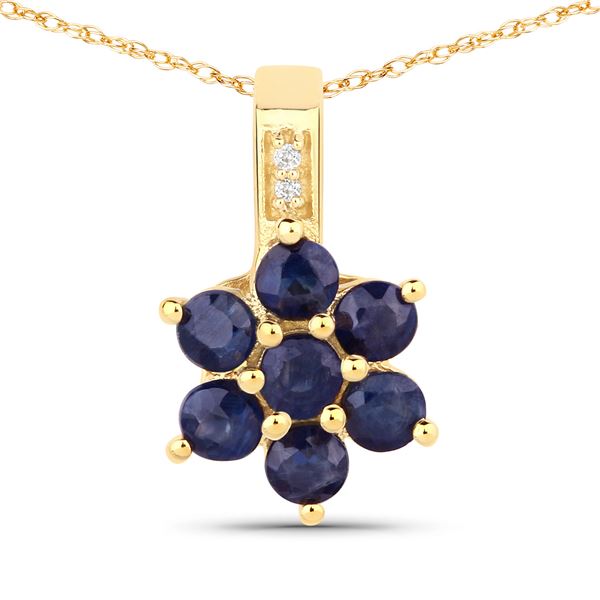 Genuine Blue Sapphire and Natural Diamond Necklace