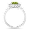 Image 4 : Natural Peridot and Lab-Grown Diamond Halo Ring