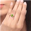 Image 6 : Natural Peridot and Lab-Grown Diamond Halo Ring