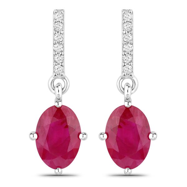 14KW Ruby Diamond Dangle Earrings