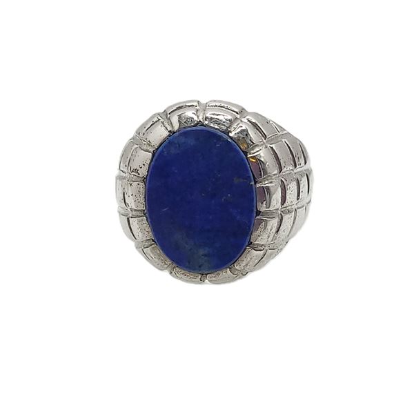 Man's Denim Lapis Ring in Sterling Silver