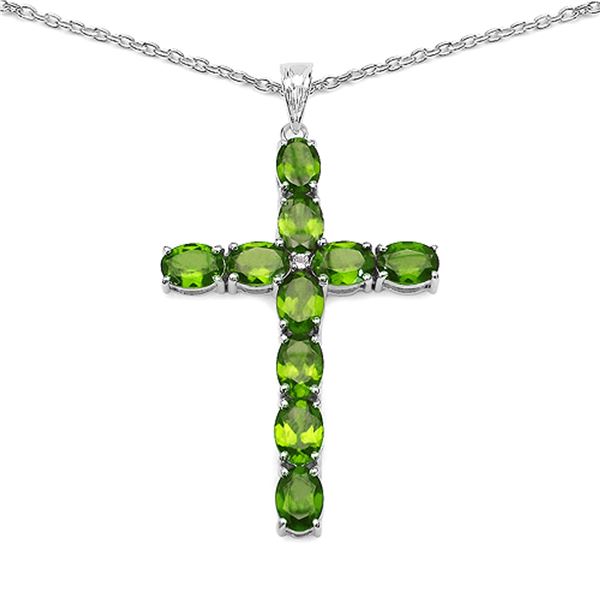 Large Genuine Peridot Gemstone Cross 18K/925