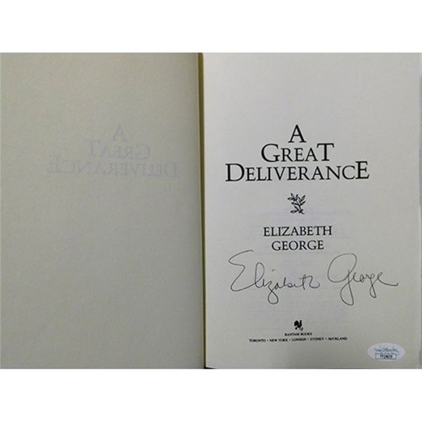Suspense Novelist Elizabeth George Signed A Great Deliverance First Edition Book JSA Authenticated