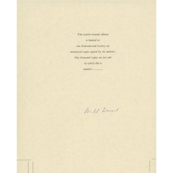 Will Durant signed book insert