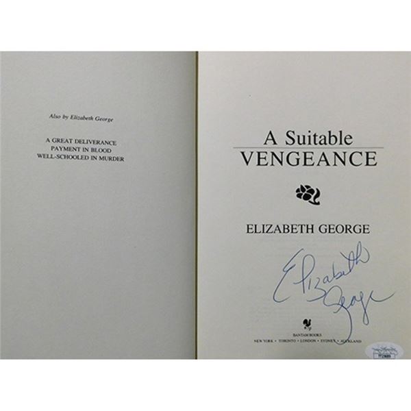 A Suitable Vengeance Elizabeth George Signed A Suitable Vengeance First Edition Book JSA Authentic
