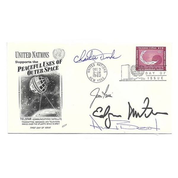 Astronauts Edgar Mitchell, Jim Irwin, Charlie Duke and Alan bean signed space cover