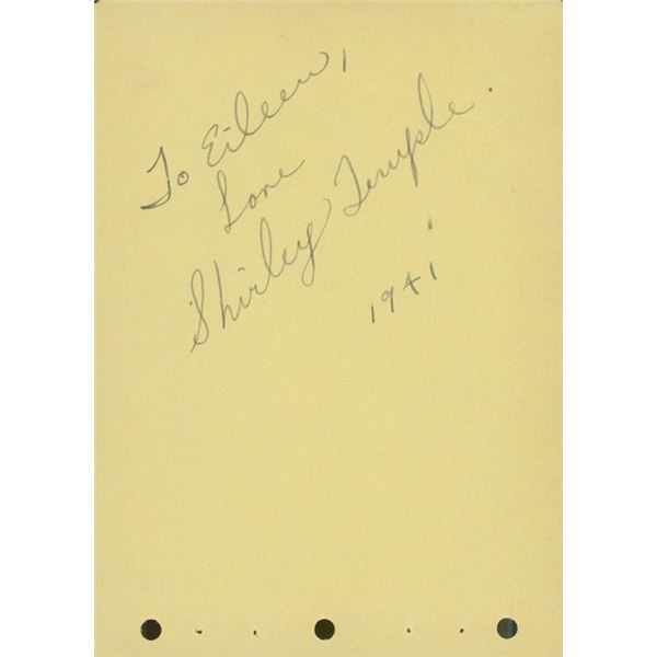 Shirley Temple signed note. GFA Authenticated