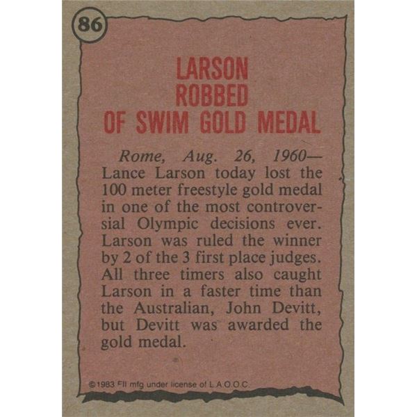 Olympian Lance Larson signed trading card
