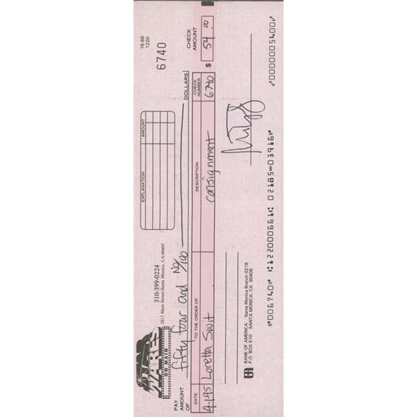 Mash Loretta Swit signed check