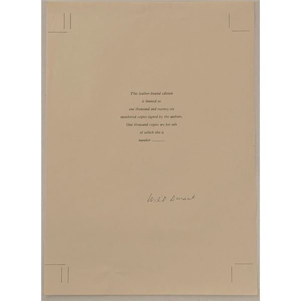 Will Durant signed book cover page