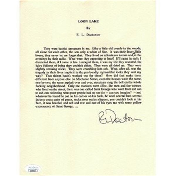 Loon Lake E.L. Doctorow  Signed Souvenir Typescript Page JSA Authenticated