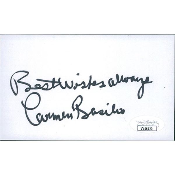 Carmen Basilio Signed 3x5 Index Card