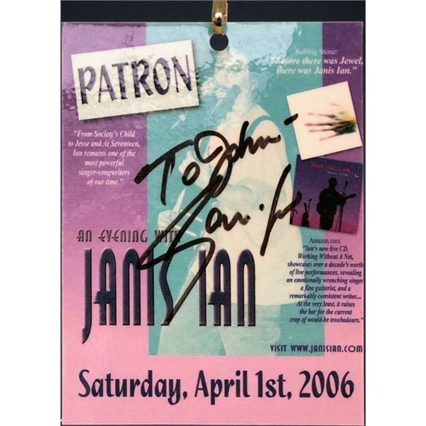Janis Ian signed concert pass