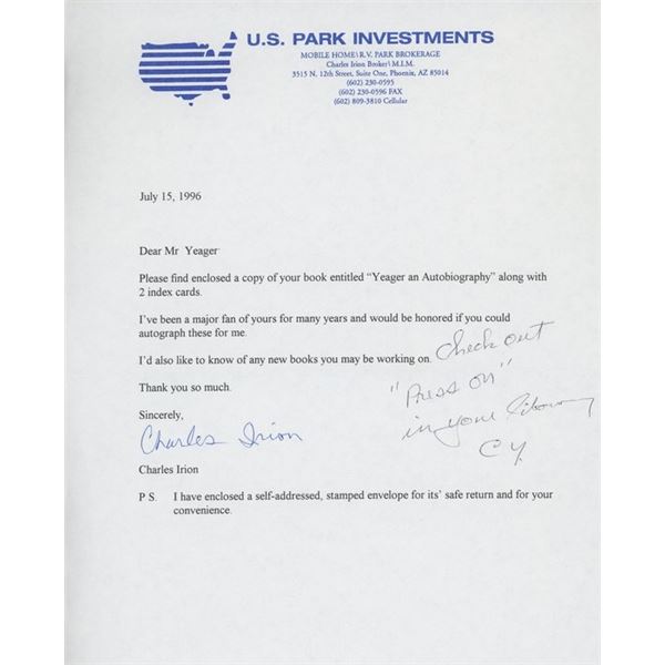 Charles Irion signed letter