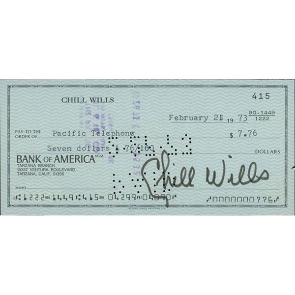 The Man From The Alamo Chill Wills Signed Cancelled Check JSA Authenticated
