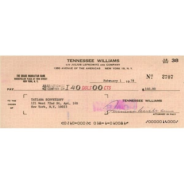 Tennessee Williams Signed Photo