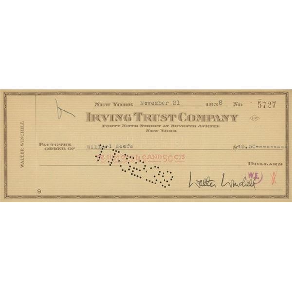 The Untouchables Walter Winchell signed check