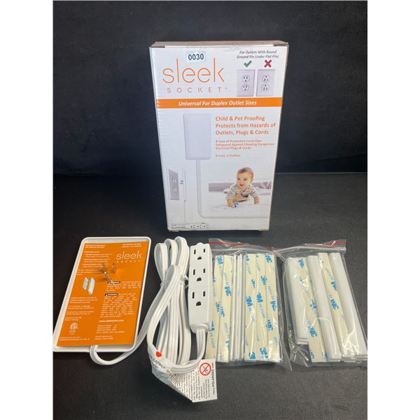 Sleek Socket Original Ultra-Thin Outlet Concealer w/ 8FT Cord & 3 Outlets; Hides Messy Cords! New