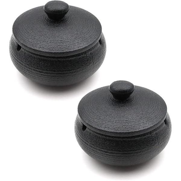 2-Pack of Ceramic Ashtrays with Lids (Black) Windproof Ash Holders for Smokers - New