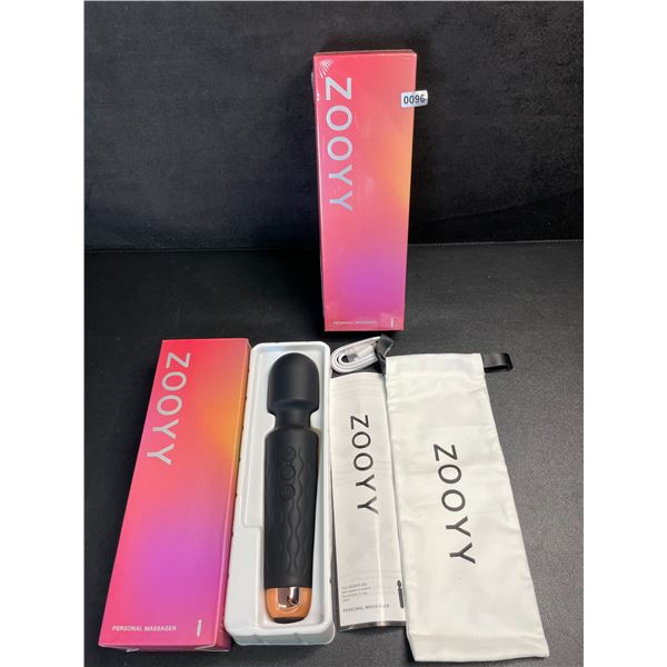 Lot of 2 Zooyy Personal Body Massagers/Vibrator Sex Toys; Quiet/Waterproof/Rechargeable - New