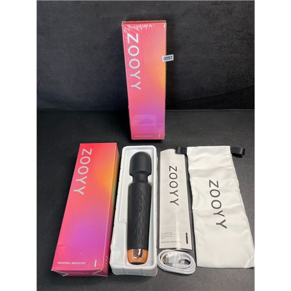 Lot of 2 Zooyy Personal Body Massagers/Vibrator Sex Toys; Quiet/Waterproof/Rechargeable - New