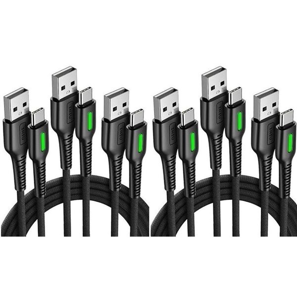 Lot of 2 3-Packs INIU USB-C Nylon Braided Charging Cables (USB-C to USB-A Charging Cords) New